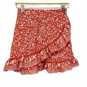 NWOT SHEIN Skirts | Shein Printed Pink Wrap Mini Skirt Size Small